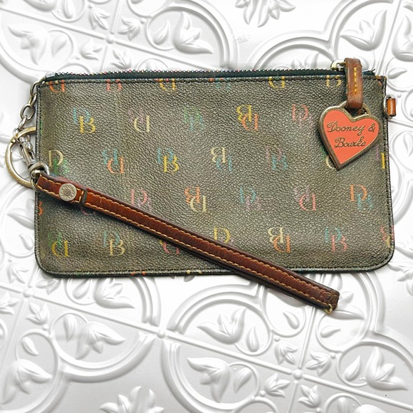 Dooney & Bourke Handbags - Dooney & Bourke Multicolor Logo Wristlet with Heart Charm